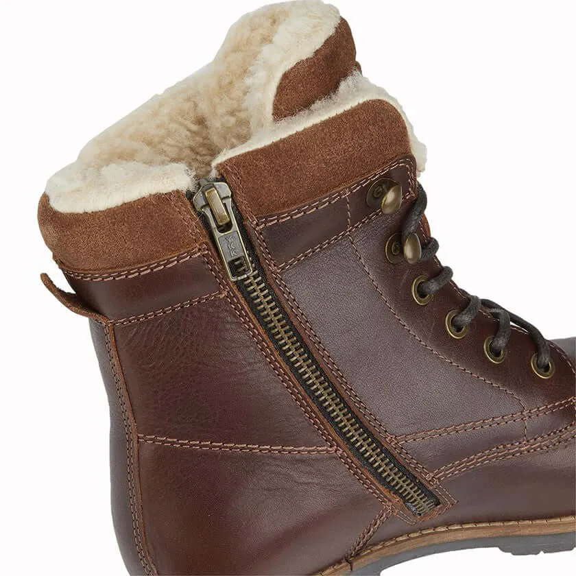 Dark Brown Leather Lace/Zip High Ankle Country Boot - Image 2