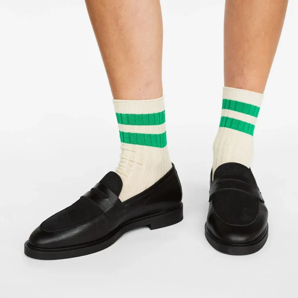 Le Bon Shoppe Her Varsity Socks Cream with Green - Image 2