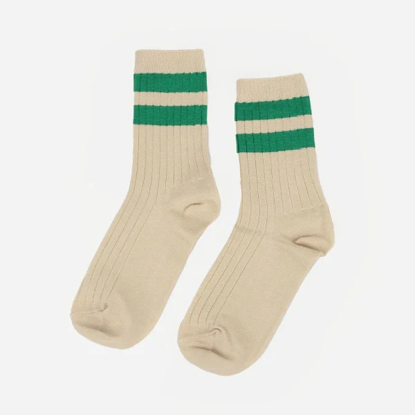 Le Bon Shoppe Her Varsity Socks Cream with Green - Image 3