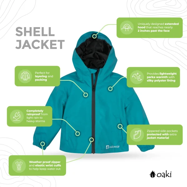 Children's Waterproof Shell Jacket, Glacier Blue - Image 3