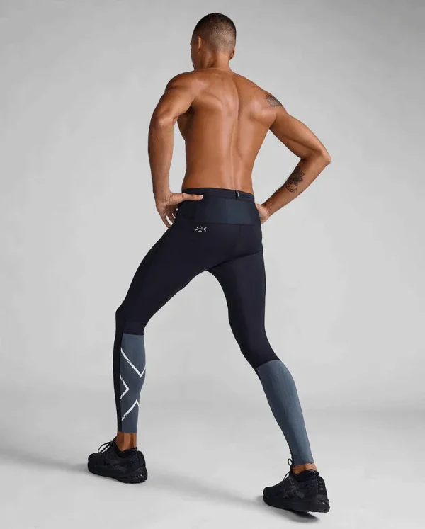 2XU Men Light Speed React Compression Tights - Black / White Reflective - Image 4