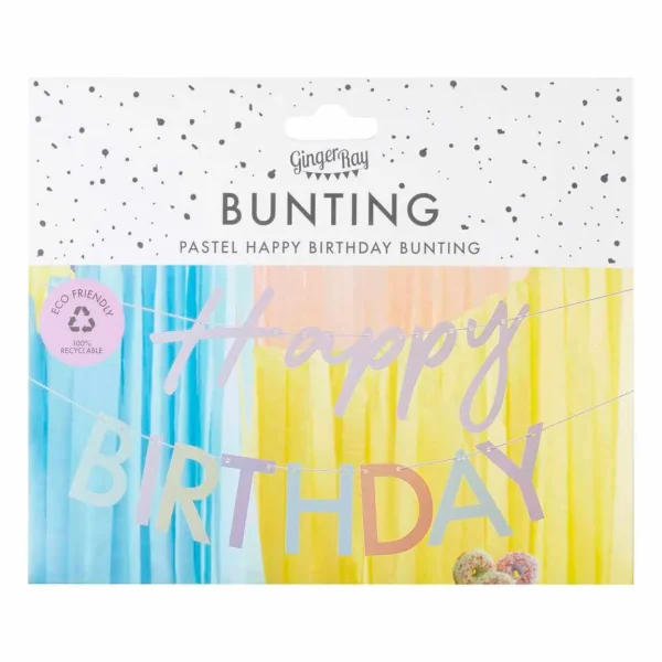 Pastel Eco Friendly Happy Birthday Banner Bunting - Image 2