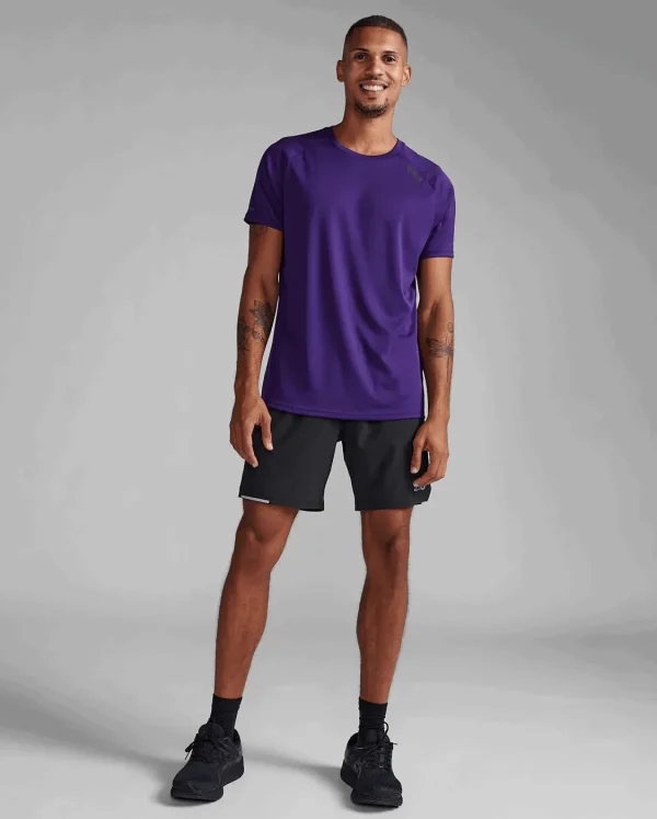 2XU Men Aero Tee - Acai / Black Reflective - Image 6