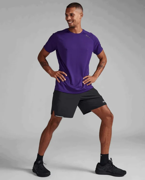2XU Men Aero Tee - Acai / Black Reflective - Image 2