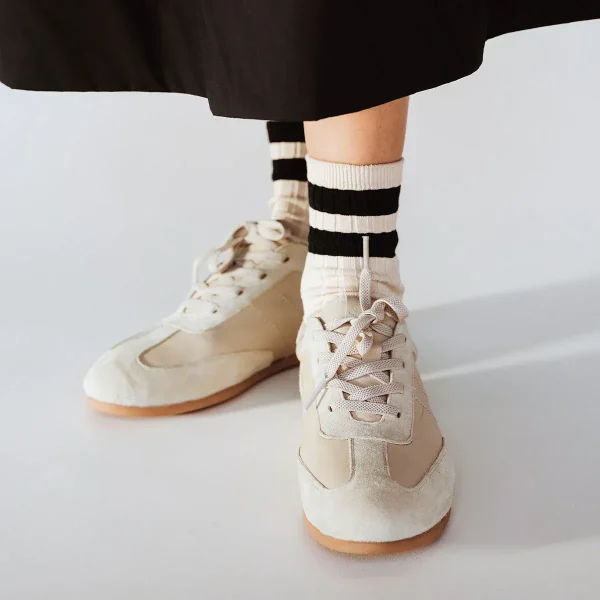 Le Bon Shoppe Her Varsity Socks Cream with Black - Image 2