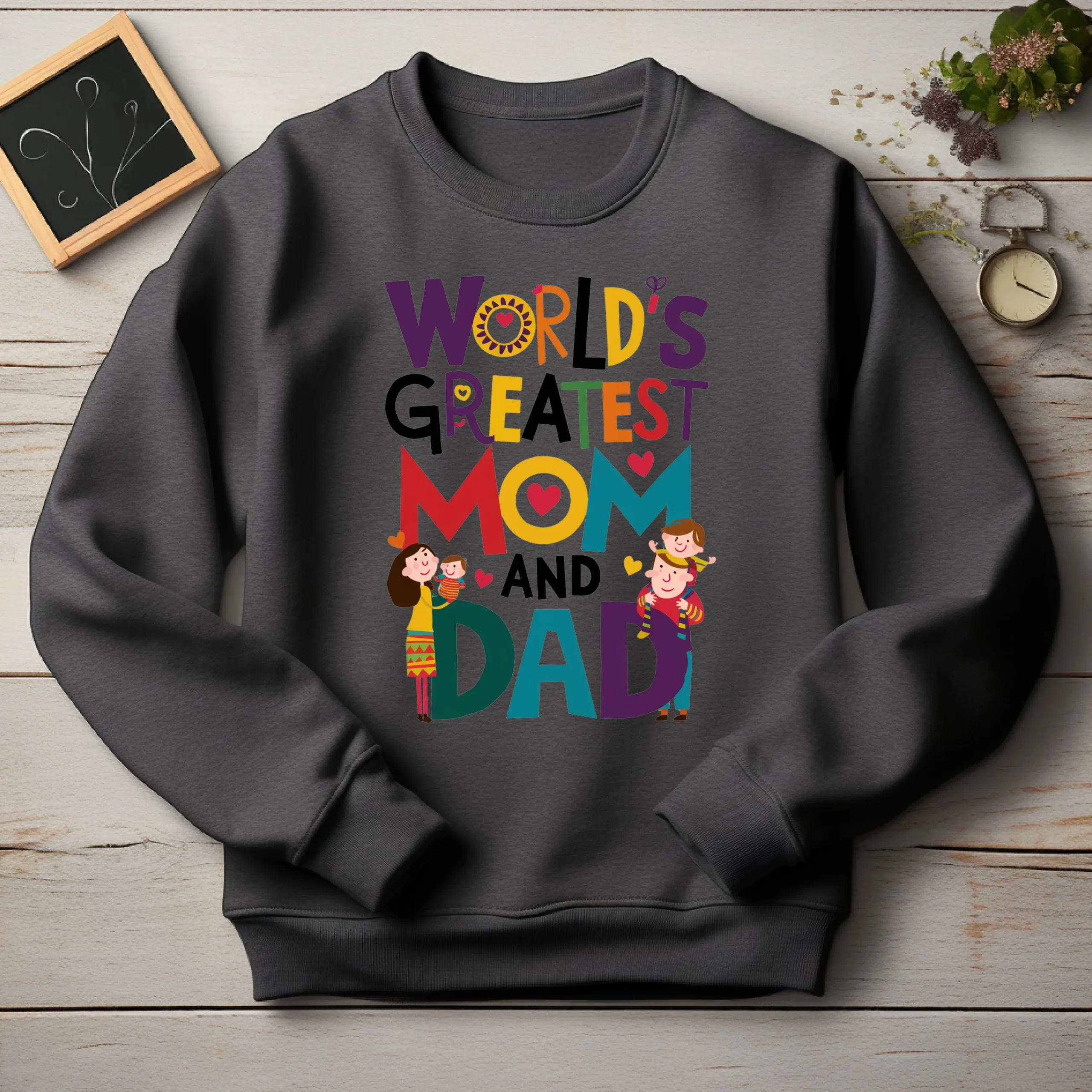 Mom and Dad Sweatshirt | Greatest People in the World - Image 3