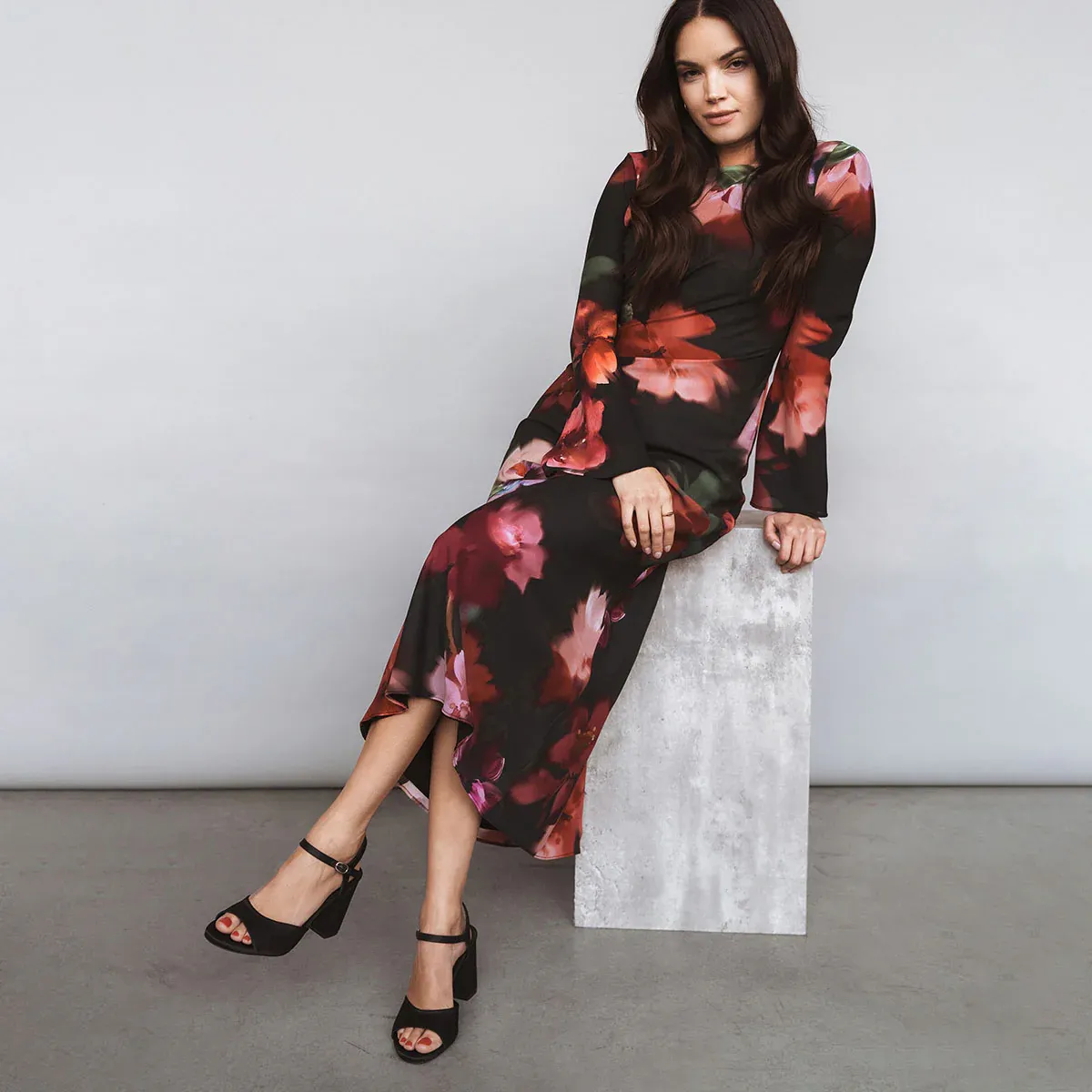 The Monica Heeled Sandal Black Satin - Image 3