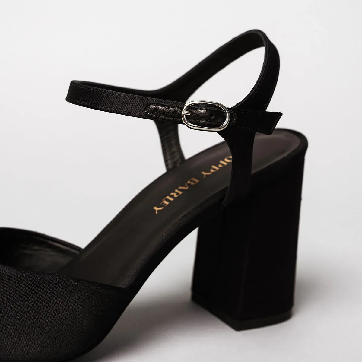 The Monica Heeled Sandal Black Satin - Image 4