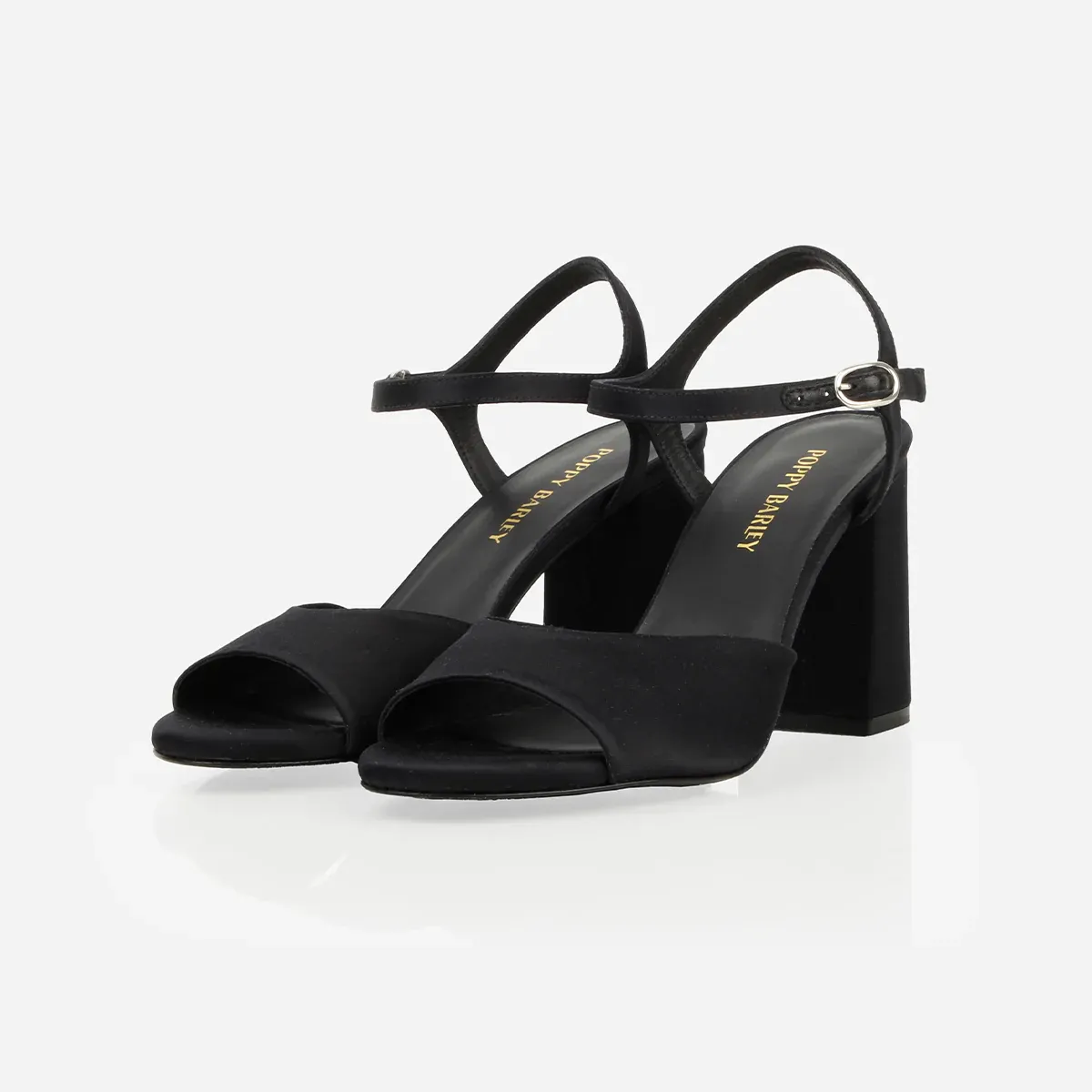 The Monica Heeled Sandal Black Satin - Image 5