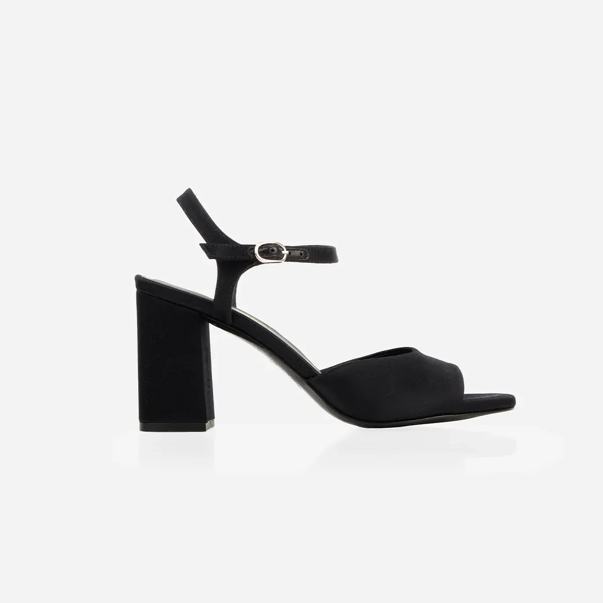 The Monica Heeled Sandal Black Satin