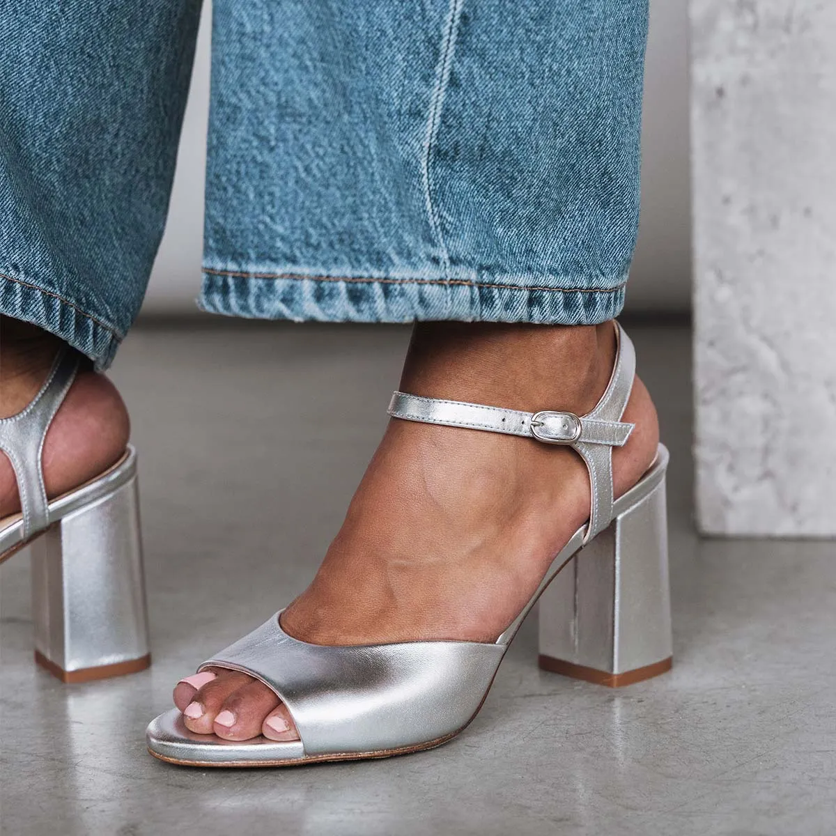 The Monica Heeled Sandal Silver - Image 2