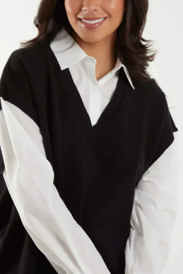 2 in 1 Shirt With Knitted Vest - Image 3