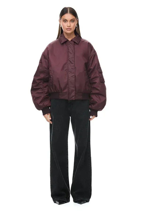 THE DAMON BURGUNDY BOMBER JACKET