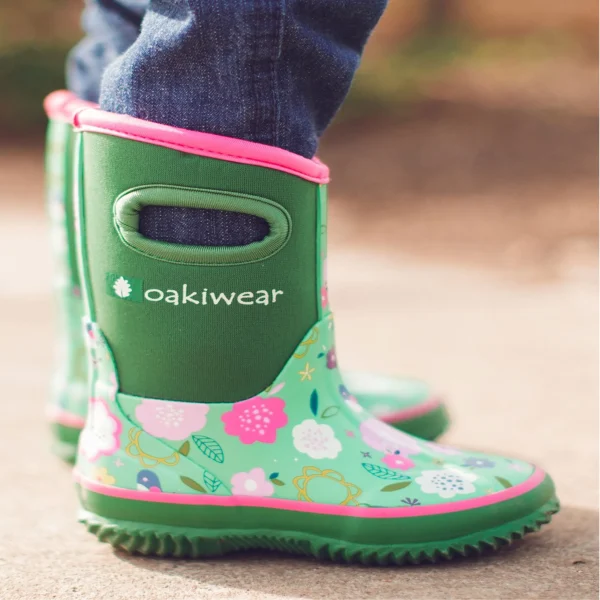 Green Floral Neoprene Rain/Snow Boots - Image 8