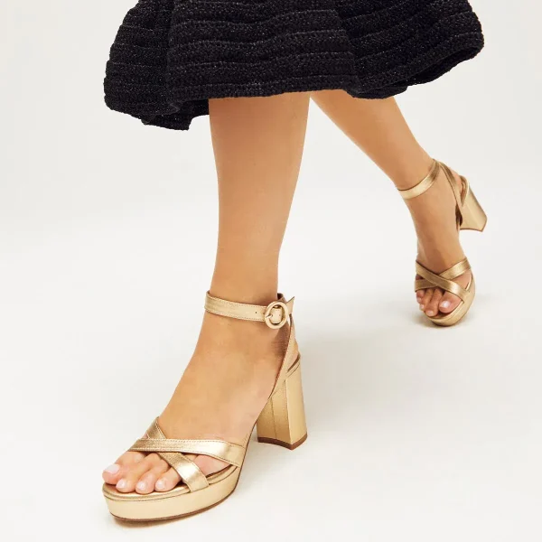 The Platform Sandal - Gold Nappa - Image 2