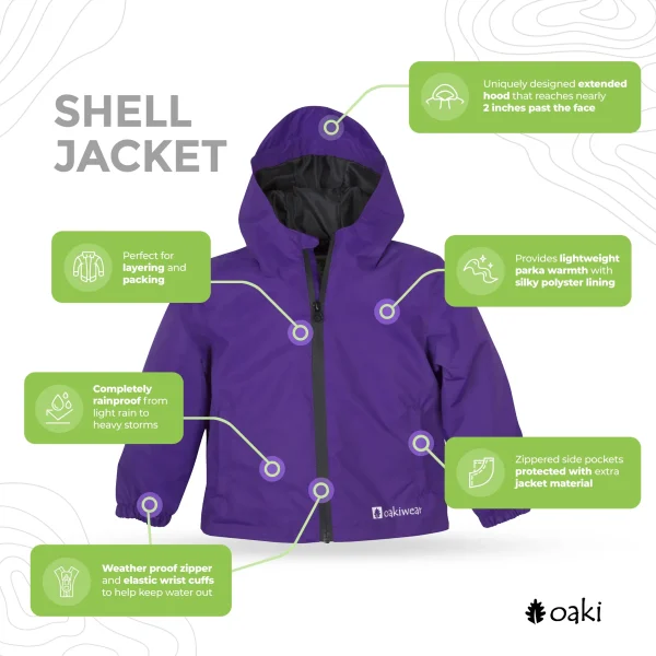 Children's Waterproof Shell Jacket, Galaxy Purple - Image 2