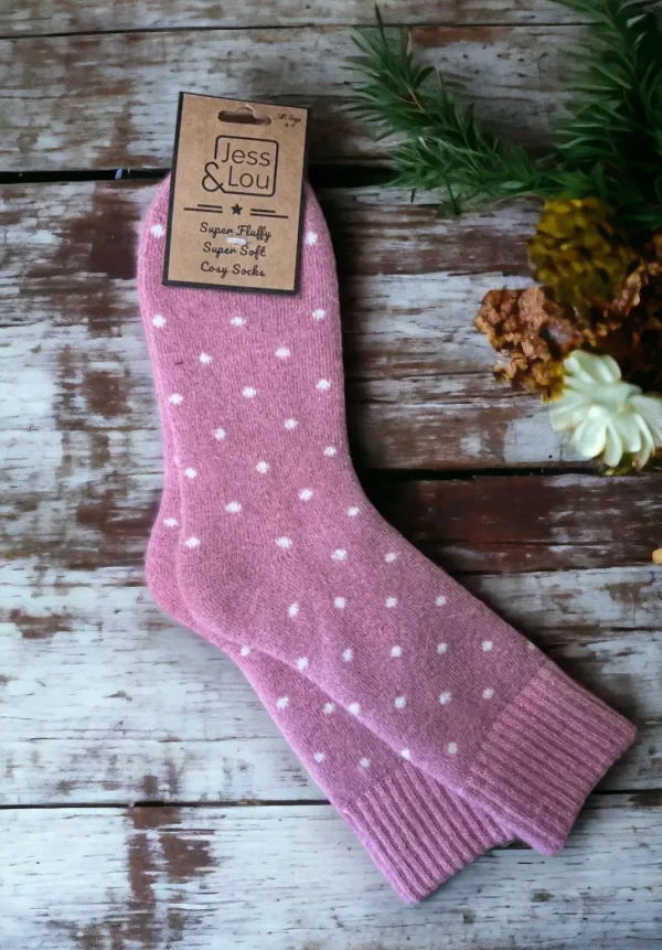 Jess & Lou - Delightful Dots Ribbed Grey Socks - Image 2
