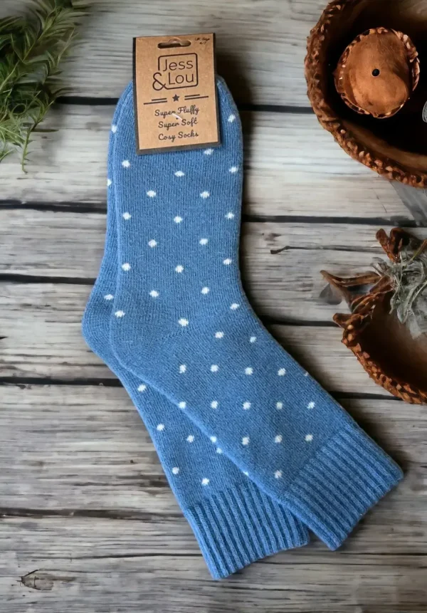 Jess & Lou - Delightful Dots Ribbed Grey Socks - Image 4