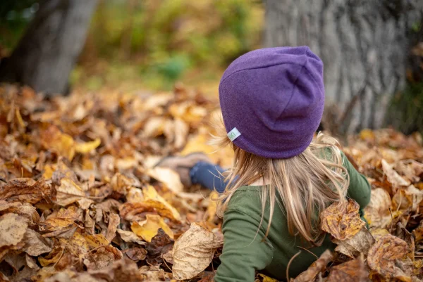 CLEARANCE: Merino Wool Toddler/Little Kid Beanie, Purple - Image 3