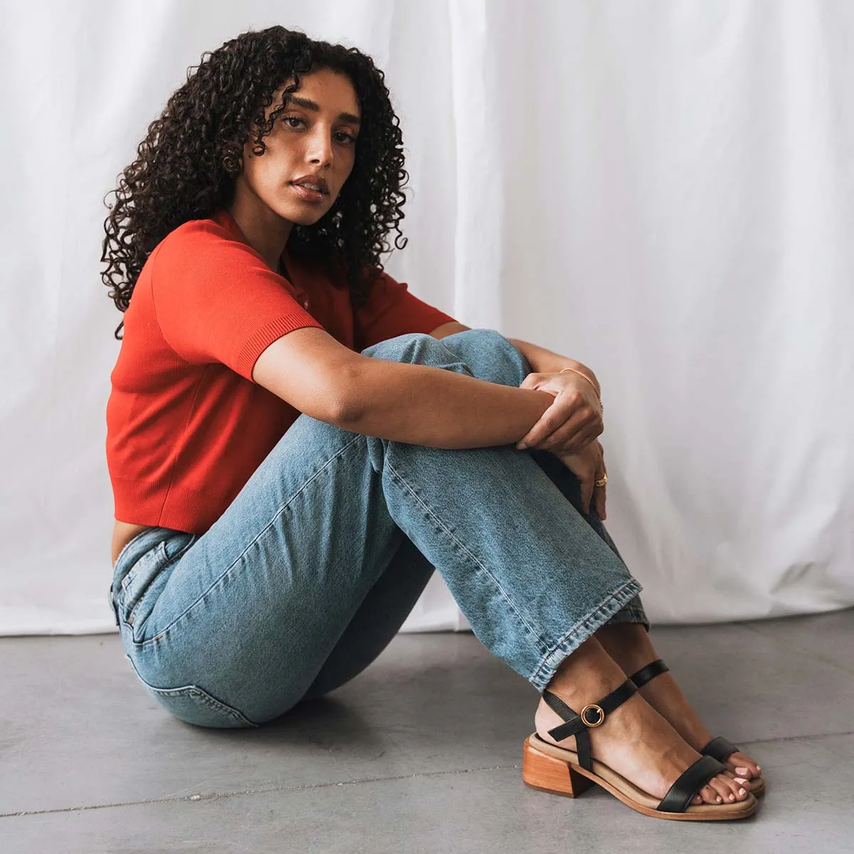 The Social Heeled Sandal Black Micro Pebble - Image 4