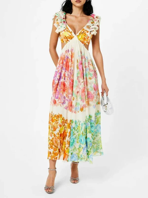 Peach - rimpel gedrukte maxi-jurk - Image 5