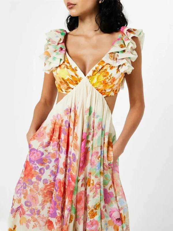 Peach - rimpel gedrukte maxi-jurk - Image 7