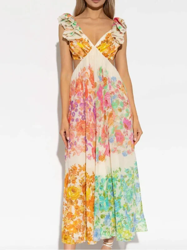 Peach - rimpel gedrukte maxi-jurk - Image 2