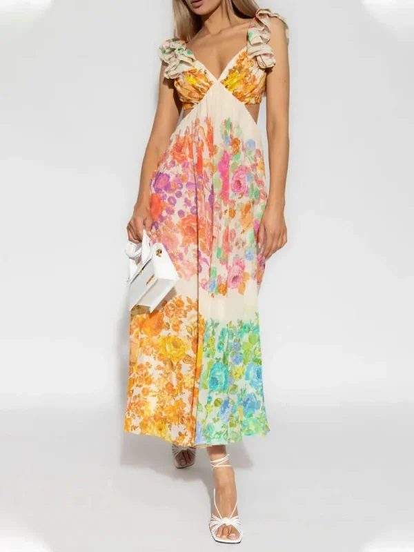 Peach - rimpel gedrukte maxi-jurk - Image 3