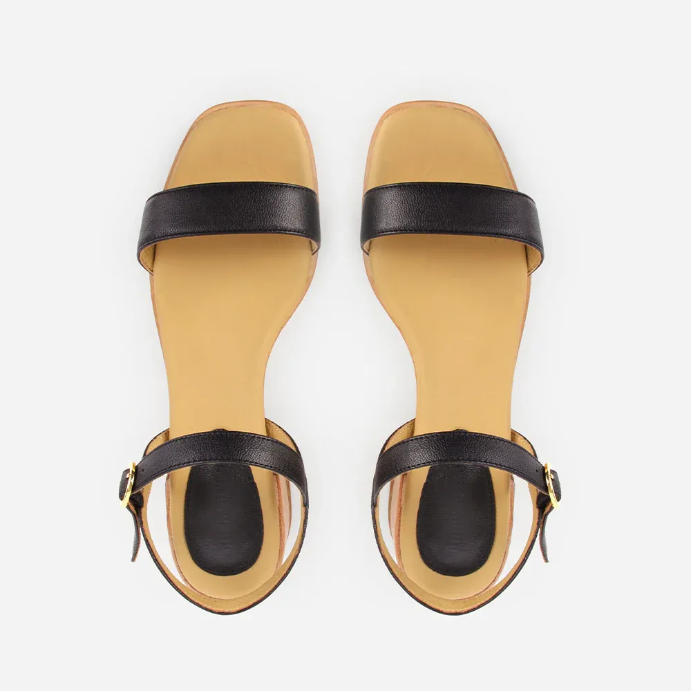 The Social Heeled Sandal Black Micro Pebble - Image 3