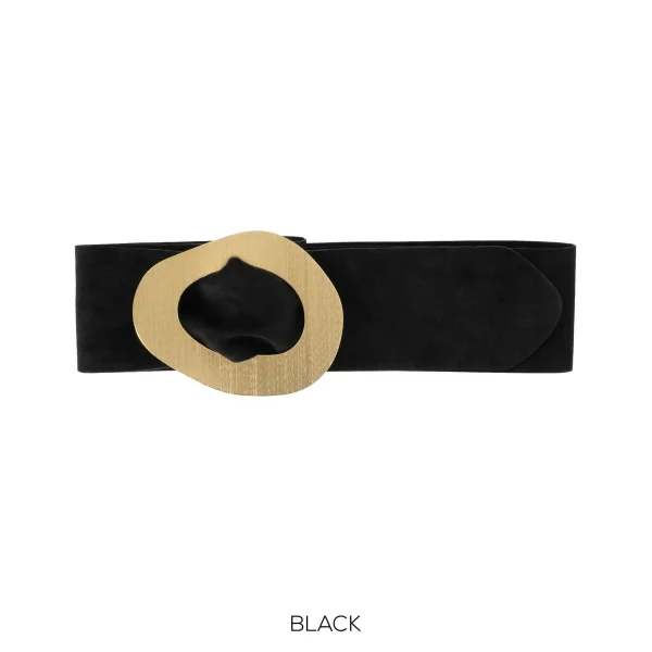 Real Suede Leather 'cinch in' Gold Detail Belt - Image 2
