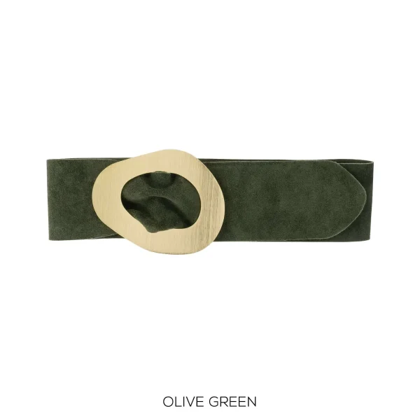 Real Suede Leather 'cinch in' Gold Detail Belt - Image 10