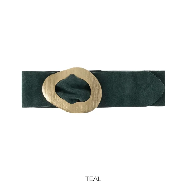 Real Suede Leather 'cinch in' Gold Detail Belt - Image 7