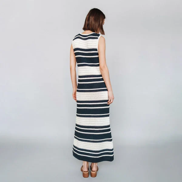 The Sunset Dress Navy Stripe - Image 3