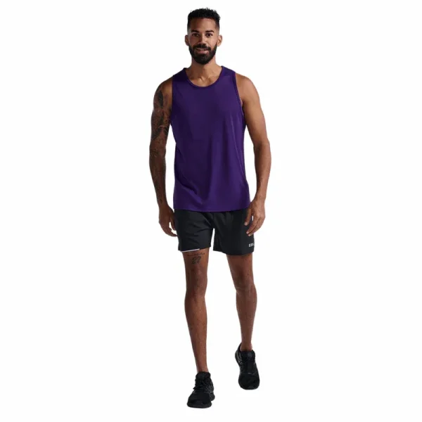 2XU Men Aero Tank - Acai / Black Reflective - Image 2