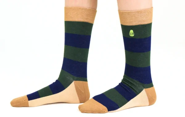 Kids' Cotton Crew Socks, Rugby Stripe - Image 2