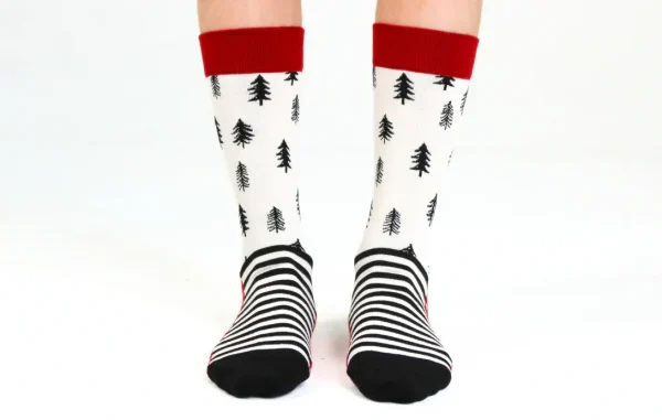 Kids' Cotton Crew Socks, Pine Trees - Image 3
