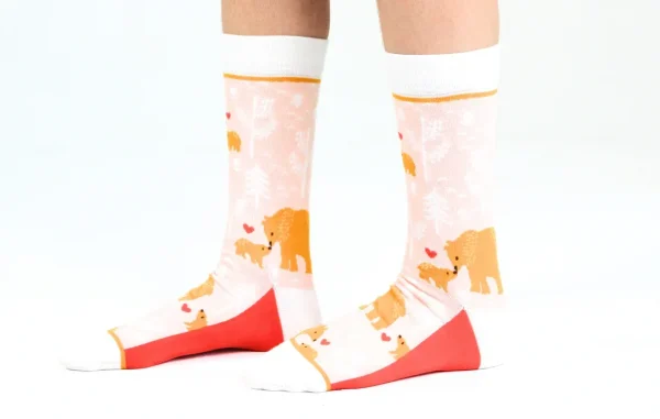 Kids' Cotton Crew Socks, Bear Cub - Image 2