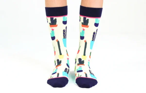 Kids' Cotton Crew Socks, Prickly Pear - Image 2