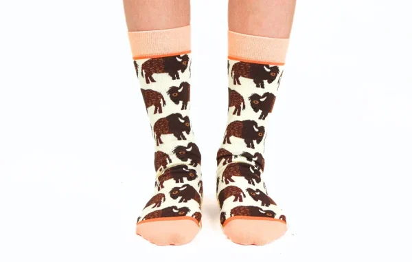 Kids' Cotton Crew Socks, Bison