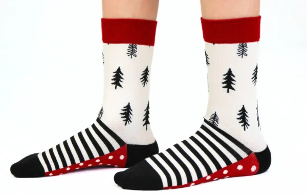 Kids' Cotton Crew Socks, Pine Trees - Image 5