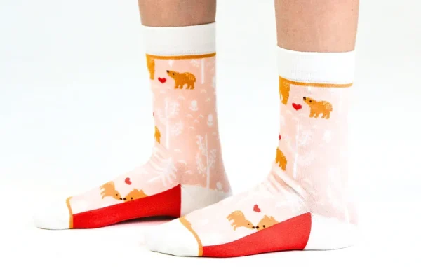 Kids' Cotton Crew Socks, Bear Cub - Image 3