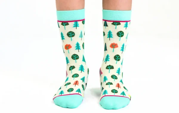 Kids' Cotton Crew Socks, Little Trees