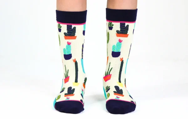 Kids' Cotton Crew Socks, Prickly Pear - Image 4
