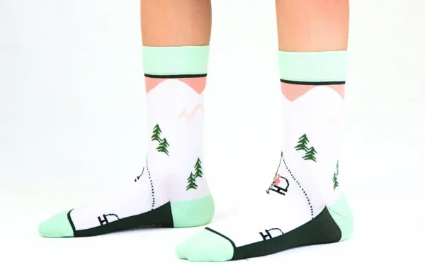 Kids' Cotton Crew Socks, Skiers - Image 4