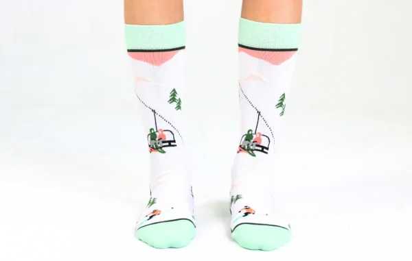 Kids' Cotton Crew Socks, Skiers - Image 2