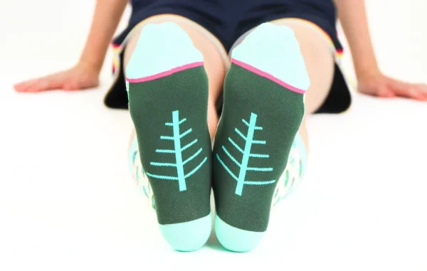 Kids' Cotton Crew Socks, Little Trees - Image 3