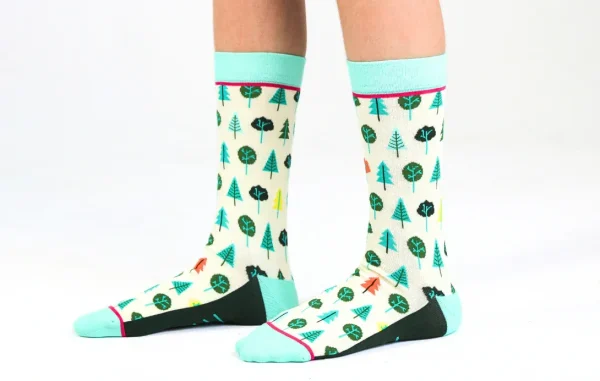 Kids' Cotton Crew Socks, Little Trees - Image 4