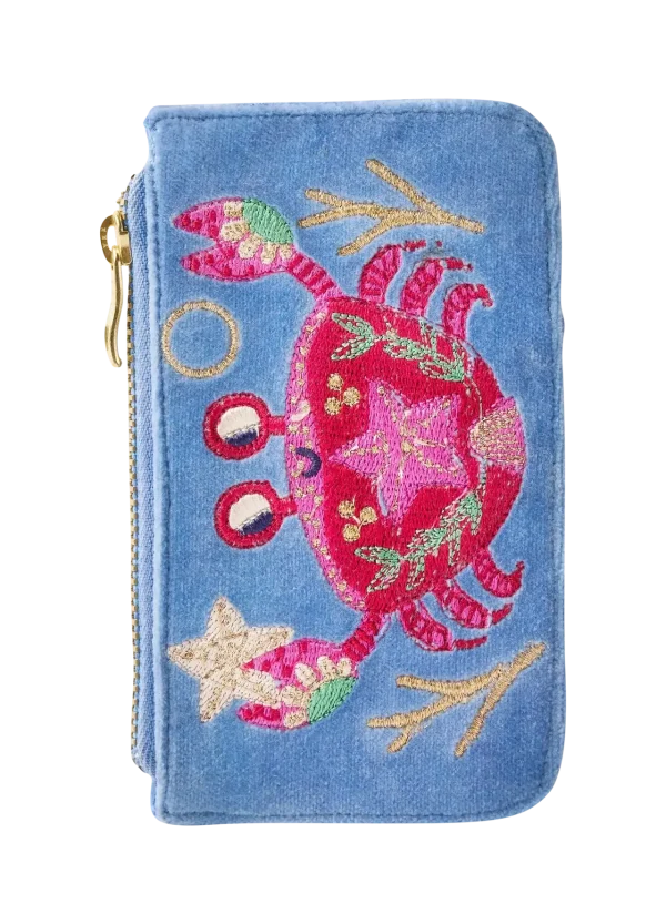 Powder Design Velvet Card Holder - Seafaring Crab - Cornflower