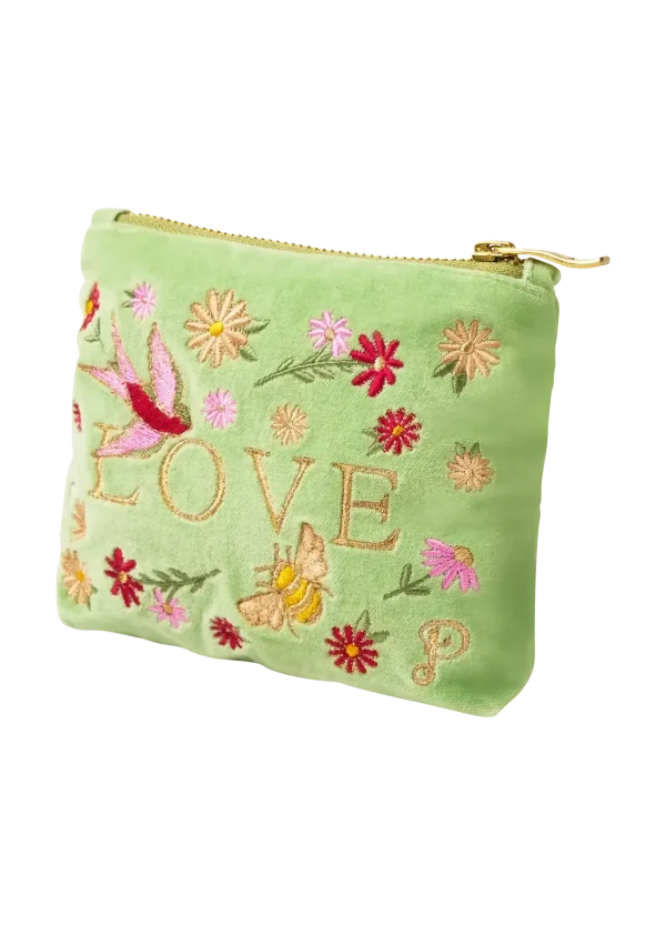 Powder Design Velvet Mini Pouch - Love in a Meadow - Mint - Image 2
