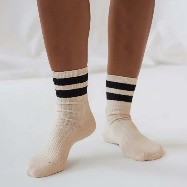 Le Bon Shoppe Her Varsity Socks Cream with Black - Image 3